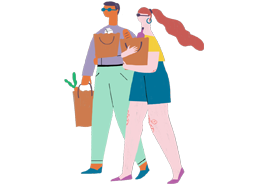 Graphic of Woman with Psoriasis Carrying Groceries