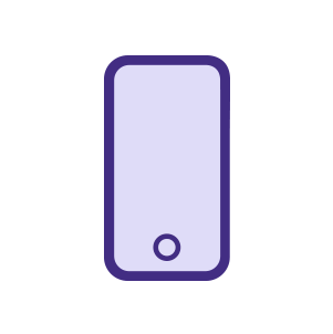 An icon of a smartphone with blank screen to represent enrolling in daily medication reminders. 