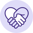 A heart shaped icon formed by two hands holding to represent signing up to receive tips, information, recipes, and more.