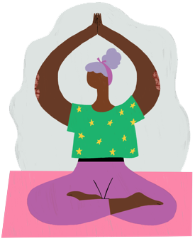 Illustration of a person with psoriasis doing yoga