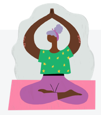 Illustration of a person with psoriasis doing yoga