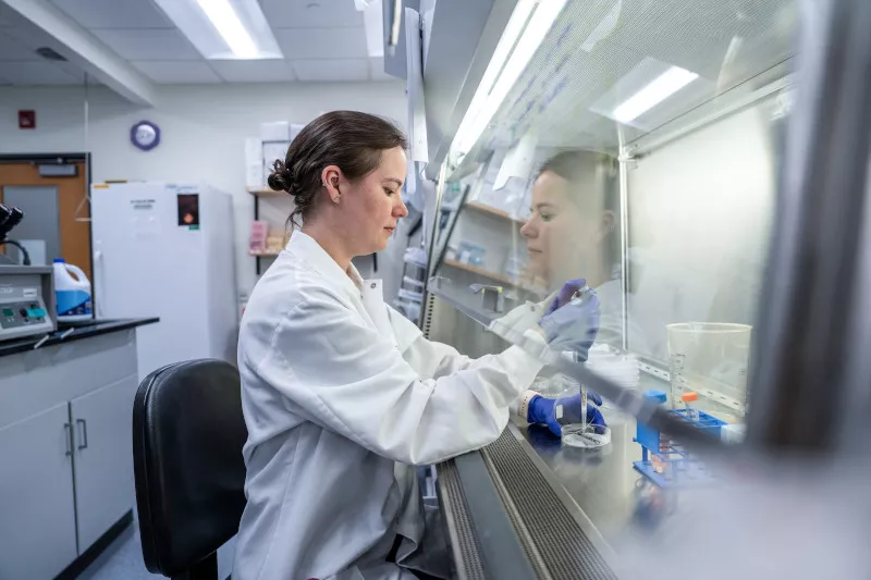 Labormitarbeiterin führt einen Test durch