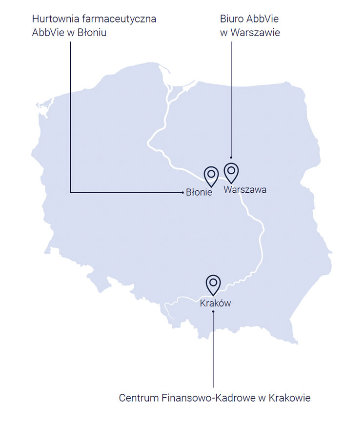 mapa lokalizacji AbbVie w Polsce