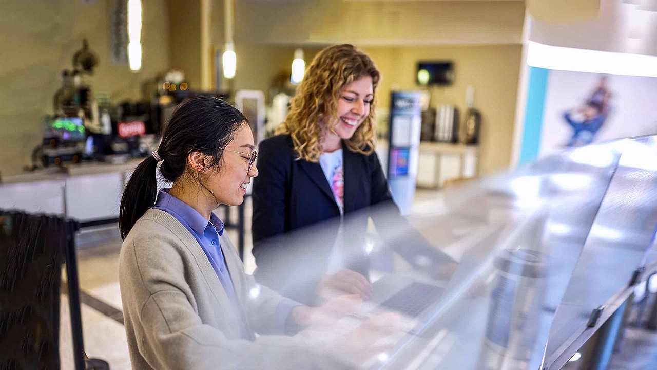 two women in cafe