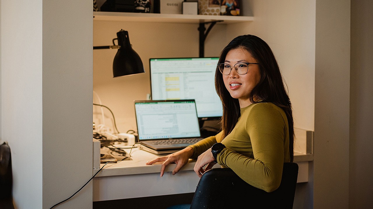 woman in home office