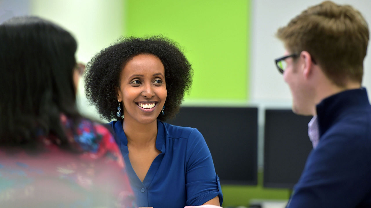 woman with group meeting